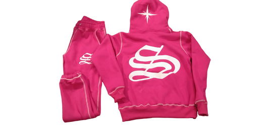 Hot pink embroidery tracksuit